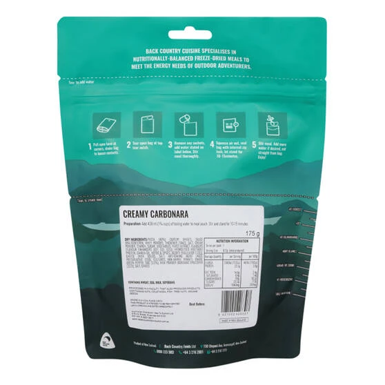 Back Country Cuisine Freeze Dried Creamy Carbonara 2 Serve 1 Back Country Cuisine Freeze Dried Creamy Carbonara 2 Serve