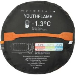 Wanderer YouthFlame -1.3°C Hooded Sleeping Bag Orange -BCF Outdoor Gear BCF 628857 06 orange hi res