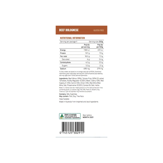 On Track Meals Beef Bolognese 250g 2 On Track Meals Beef Bolognese 250g - Image 2